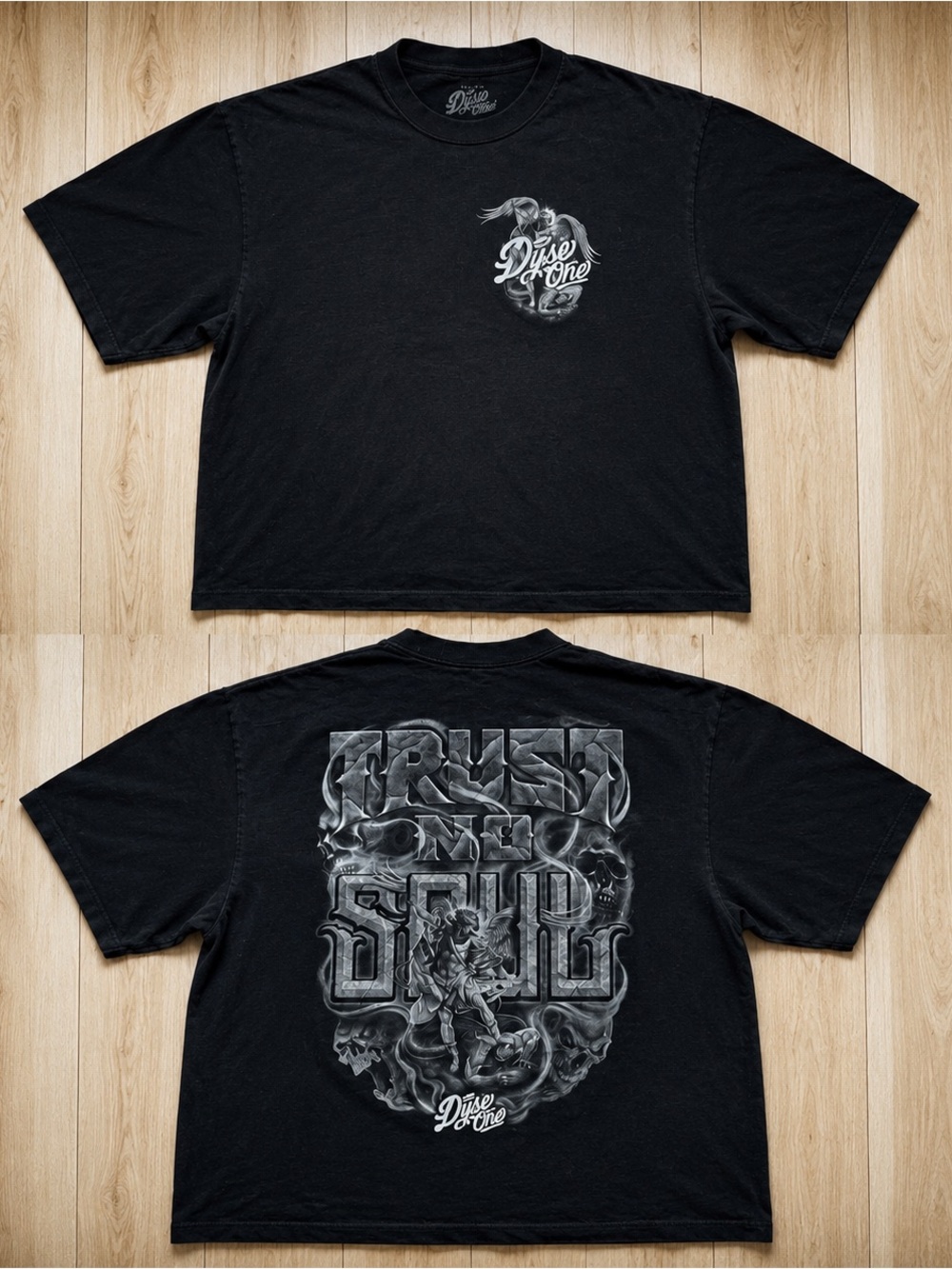 Dyse One Trust No Soul Graphic T Shirt Black 2XL Gothic Tattoo Streetwear USA